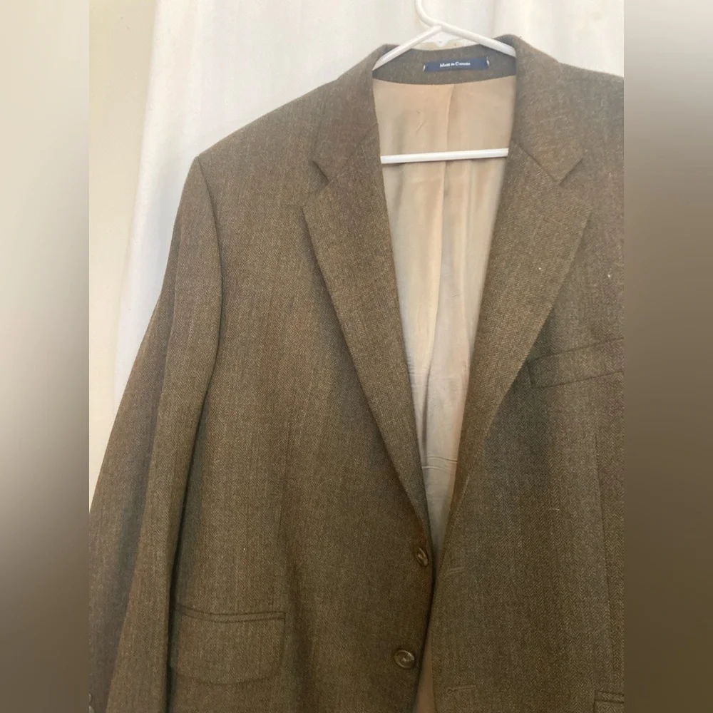 Chaps by Ralph Lauren Brown Blazer Sports Jacket 100% Lambswool Size 46R